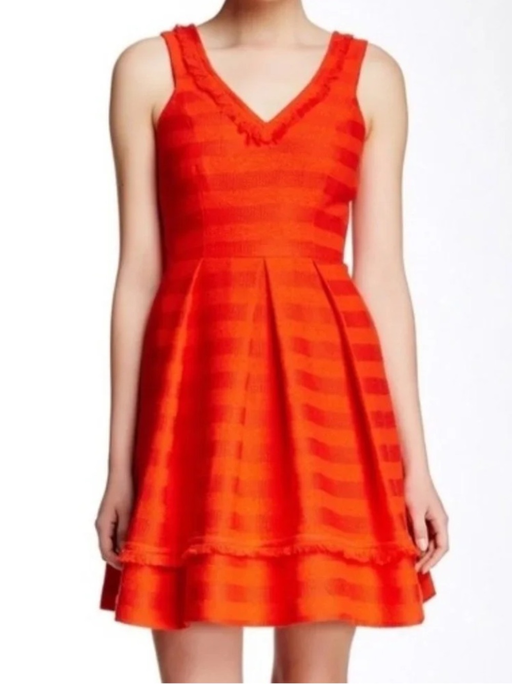 Trina Turk A Line Pleated Tweed Fringe Shendi Dress Size 6